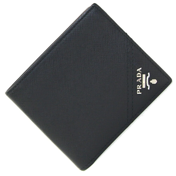Prada Leather Black Saffiano Wallet Logo - Picture 1 of 7